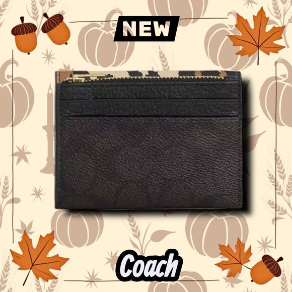 COACH Card Holder Wallet – Leopard Print & Signature Canvas – New NWT - Picture 3 of 8